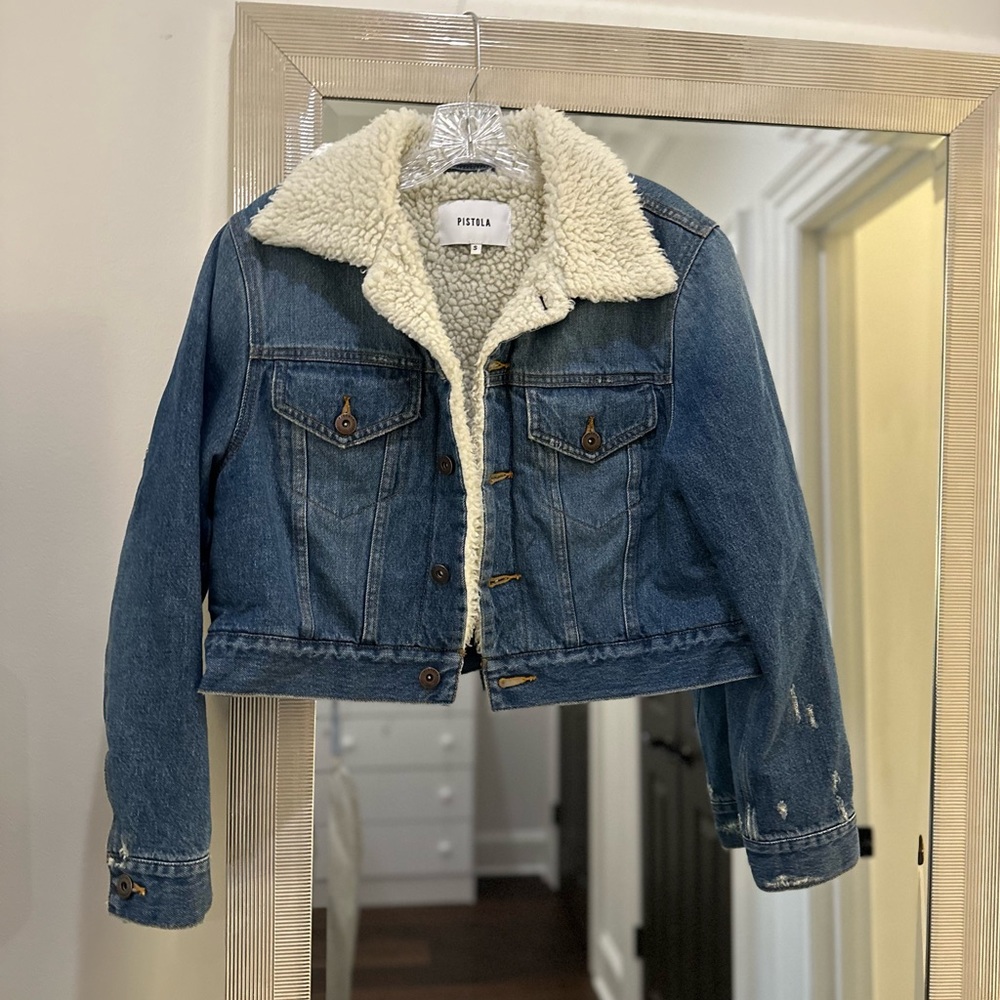 Pistola Blue Jean Jacket with Sherpa Lining